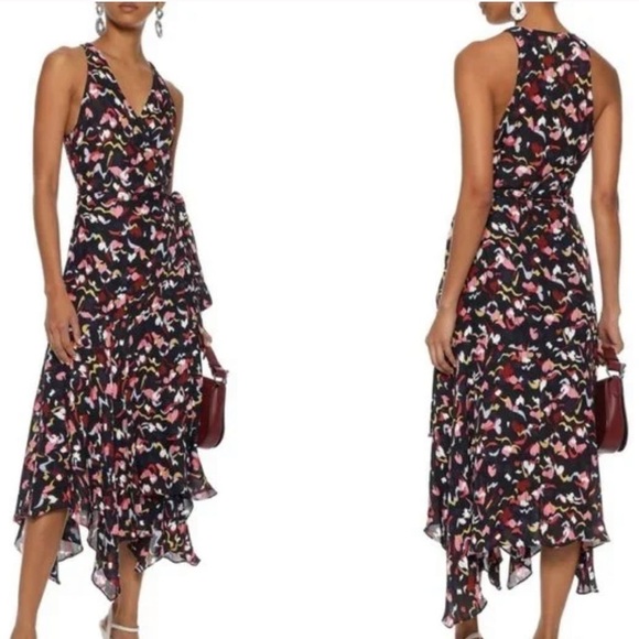 A.L.C. Roslyn Hearts Silk Sleeveless Midi Dress 0 - Picture 2 of 13